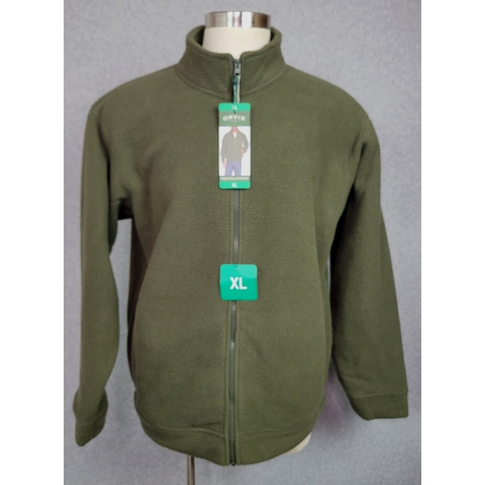 NWT Mens Fleece Full Zip Jacket‎ Olive Sage Green 1716801 XL